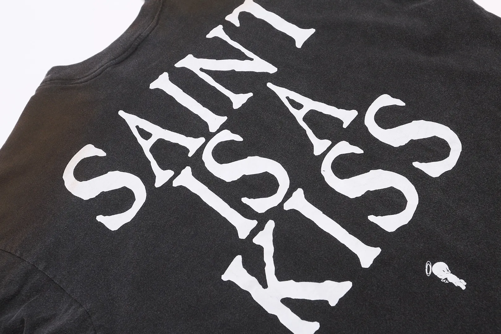 SAINT MICHAEL Retro Skull Throne Print Washed Distressed Bottoming Shirt Casual Loose Long Sleeve T-shirt Fabric: 260g Style Number: SM656 Size: S-M-L-XL Color: Black Price: P156